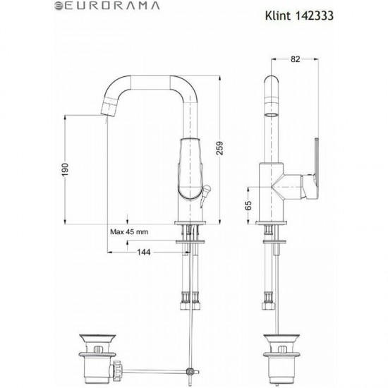 Μπαταρία Νιπτήρα Ψηλή Αναμεικτική Eurorama Klint Chrome 142333-100 Χρωμέ Μπαταρία Νιπτήρα Ψηλή Αναμεικτική Eurorama Klint Chrome 142333-100 Χρωμέ